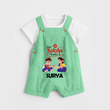 Happy Rakhi Dungaree Set | Celebrate with Custom Babywear - GREEN - 0 - 5 Months Old (Chest 18")