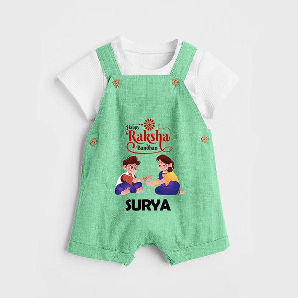 Happy Rakhi Dungaree Set | Celebrate with Custom Babywear - GREEN - 0 - 5 Months Old (Chest 18")