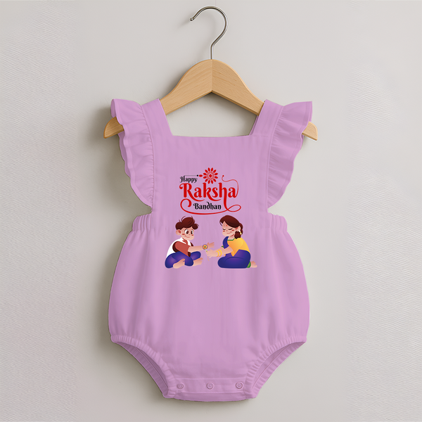 Happy Rakhi Romper Frock | Celebrate with Custom Babywear - BABY PINK - 0 - 3 Months Old (Chest 19")
