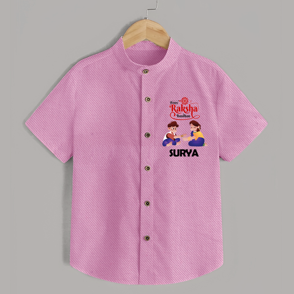 Happy Rakhi Shirt | Celebrate with Custom Babywear - BABY PINK - 0 - 6 Months Old (Chest 23")