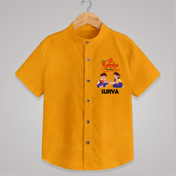 Happy Rakhi Shirt | Celebrate with Custom Babywear - CHROME YELLOW - 0 - 6 Months Old (Chest 23")