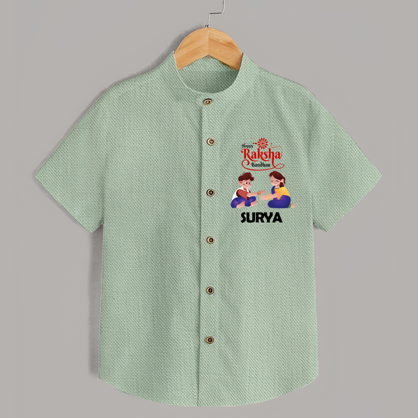 Happy Rakhi Shirt | Celebrate with Custom Babywear - MINT GREEN - 0 - 6 Months Old (Chest 23")