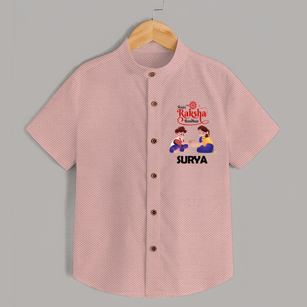 Happy Rakhi Shirt | Celebrate with Custom Babywear - PEACH - 0 - 6 Months Old (Chest 23")