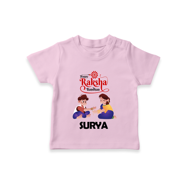 Happy Rakhi T-Shirt | Celebrate with Custom Babywear - BABY PINK - 0-5 Months Old (Chest 17")
