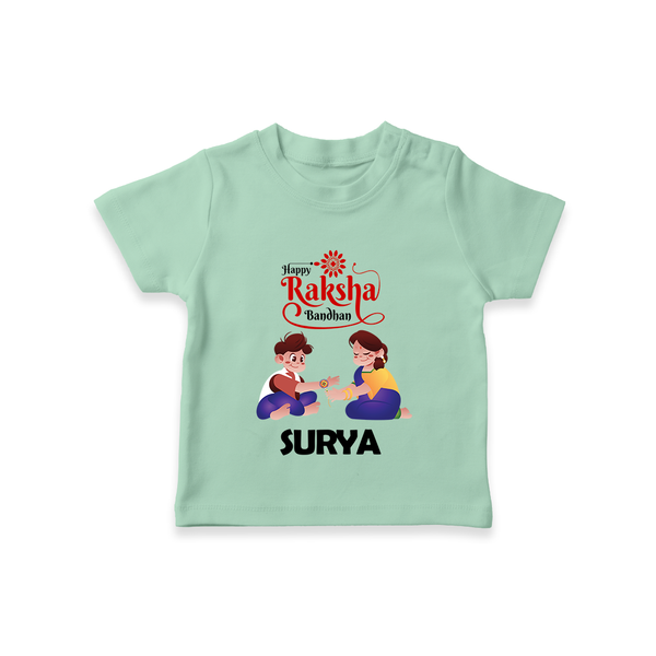 Happy Rakhi T-Shirt | Celebrate with Custom Babywear - MINT GREEN - 0-5 Months Old (Chest 17")