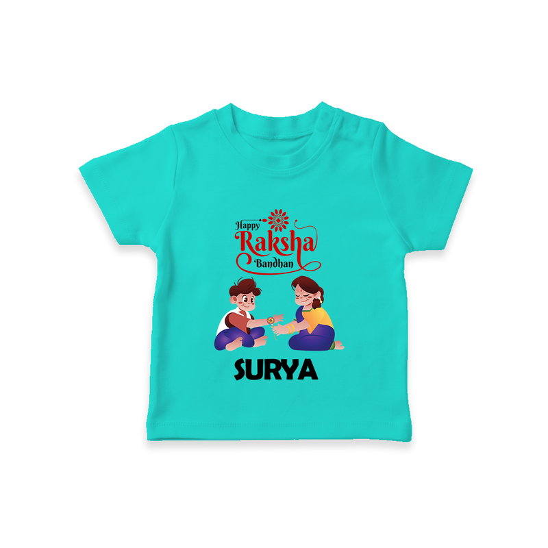 Happy Rakhi T-Shirt | Celebrate with Custom Babywear - TEAL - 0-5 Months Old (Chest 17")