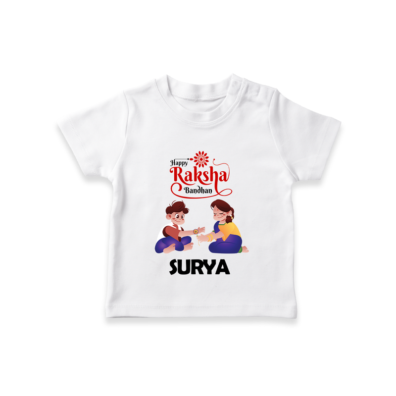 Happy Rakhi T-Shirt | Celebrate with Custom Babywear - WHITE - 0-5 Months Old (Chest 17")