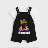 Happy Rakhi Dungaree Set | Celebrate with Custom Babywear - BLACK - 0 - 5 Months Old (Chest 18")