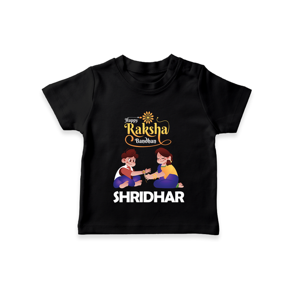Happy Rakhi T-Shirt | Celebrate with Custom Babywear - BLACK - 0-5 Months Old (Chest 17")