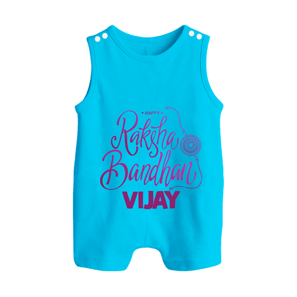 Newborn Rompersuit / Sleeveless Romper | Celebrate Raksha Bandhan with Happy Rakhi Print - SKY BLUE - 0 - 5 Months Old (Chest 18")