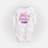 Newborn SleepSuit/ Full Sleeve Bodysuit | Celebrate Raksha Bandhan with Happy Rakhi Print - WHITE - New Born (Chest 7.5")