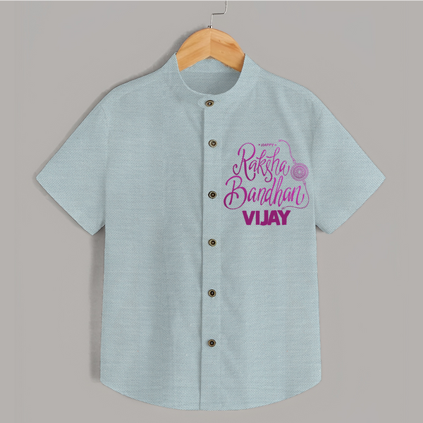Newborn Shirt | Celebrate Raksha Bandhan with Happy Rakhi Print - ARCTIC BLUE - 0 - 6 Months Old (Chest 23")