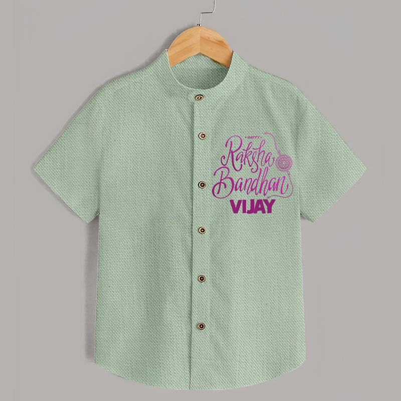 Newborn Shirt | Celebrate Raksha Bandhan with Happy Rakhi Print - MINT GREEN - 0 - 6 Months Old (Chest 23")