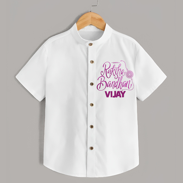 Newborn Shirt | Celebrate Raksha Bandhan with Happy Rakhi Print - WHITE - 0 - 6 Months Old (Chest 23")