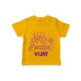Newborn T-Shirt | Celebrate Raksha Bandhan with Happy Rakhi Print - CHROME YELLOW - 0-5 Months Old (Chest 17")