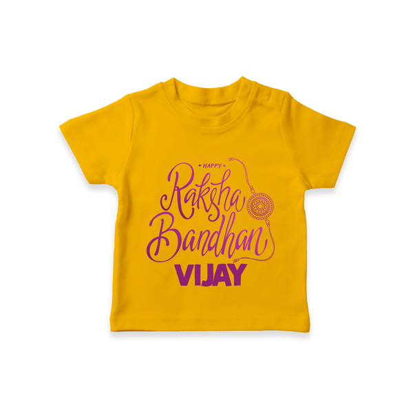 Newborn T-Shirt | Celebrate Raksha Bandhan with Happy Rakhi Print - CHROME YELLOW - 0-5 Months Old (Chest 17")