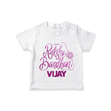 Newborn T-Shirt | Celebrate Raksha Bandhan with Happy Rakhi Print - WHITE - 0-5 Months Old (Chest 17")