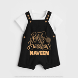 Newborn Dungaree Set | Celebrate Raksha Bandhan with Happy Rakhi Print - BLACK - 0 - 5 Months Old (Chest 18")