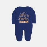 Newborn SleepSuit/ Full Sleeve Bodysuit | Celebrate Raksha Bandhan with Happy Rakhi Print - NAVY BLUE - New Born (Chest 7.5")