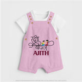 Happy Raksha Bandhan Dungaree Set | Adorable Print for Babies - BABY PINK - 0 - 5 Months Old (Chest 18")