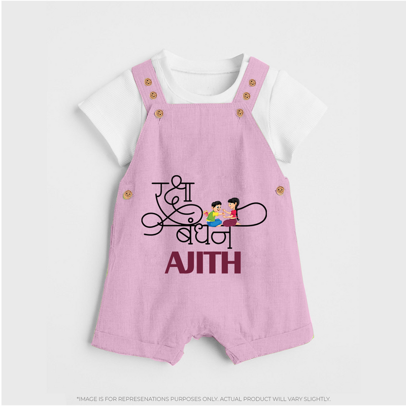 Happy Raksha Bandhan Dungaree Set | Adorable Print for Babies - BABY PINK - 0 - 5 Months Old (Chest 18")