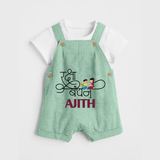 Happy Raksha Bandhan Dungaree Set | Adorable Print for Babies - MINT GREEN - 0 - 5 Months Old (Chest 18")