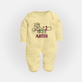 Happy Raksha Bandhan SleepSuit/ Full Sleeve Bodysuit | Adorable Print for Babies - PASTEL YELLOW - New Born (Chest 7.5")