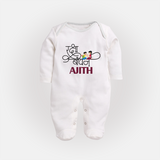 Happy Raksha Bandhan SleepSuit/ Full Sleeve Bodysuit | Adorable Print for Babies - WHITE - New Born (Chest 7.5")