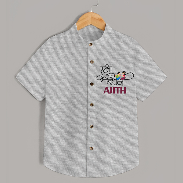Happy Raksha Bandhan Shirt | Adorable Print for Babies - GREY - 0 - 6 Months Old (Chest 23")