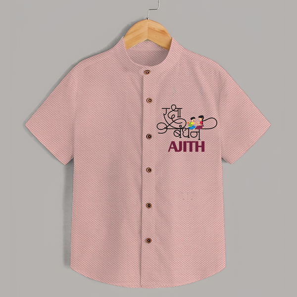 Happy Raksha Bandhan Shirt | Adorable Print for Babies - PEACH - 0 - 6 Months Old (Chest 23")