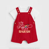Happy Raksha Bandhan Dungaree Set | Adorable Print for Babies - RED - 0 - 5 Months Old (Chest 18")