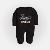 Happy Raksha Bandhan SleepSuit/ Full Sleeve Bodysuit | Adorable Print for Babies - BLACK - New Born (Chest 7.5")