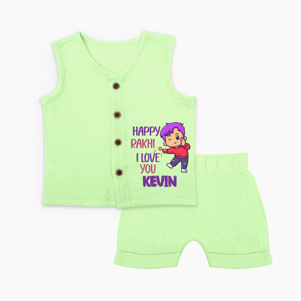 Soft Cotton Jabla Set | Happy Rakhi Design for Newborns - PASTEL GREEN - 0 - 3 Months Old (Chest 9.8")