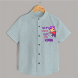 Soft Cotton Shirt | Happy Rakhi Design for Newborns - ARCTIC BLUE - 0 - 6 Months Old (Chest 23")