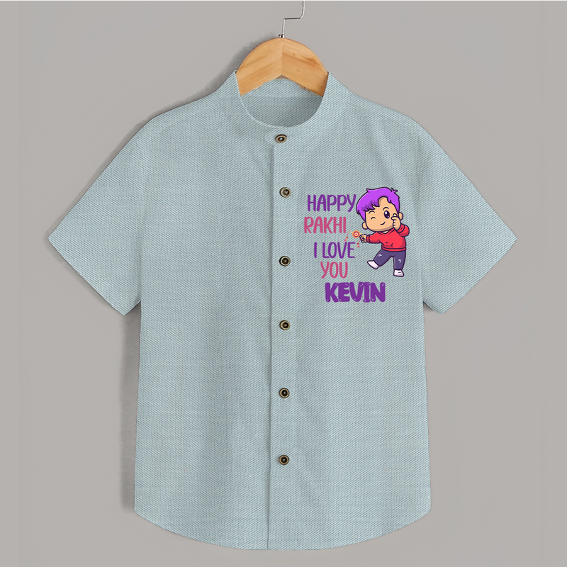 Soft Cotton Shirt | Happy Rakhi Design for Newborns - ARCTIC BLUE - 0 - 6 Months Old (Chest 23")