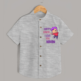 Soft Cotton Shirt | Happy Rakhi Design for Newborns - GREY - 0 - 6 Months Old (Chest 23")