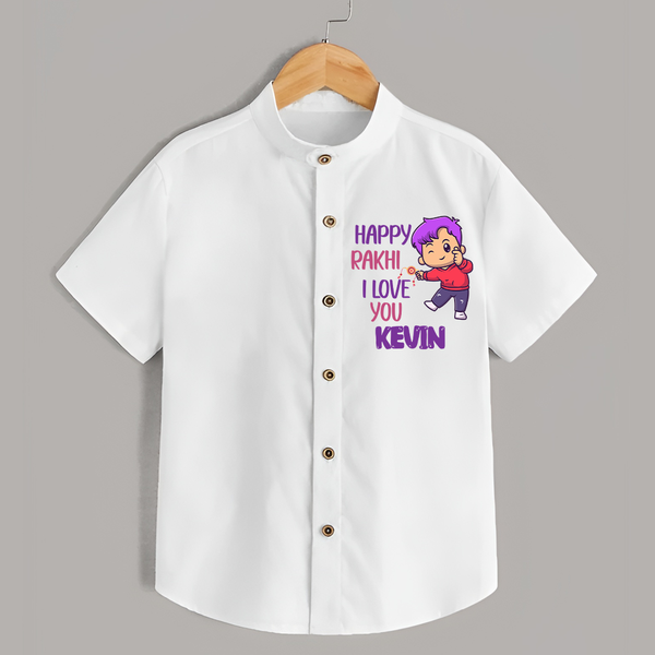 Soft Cotton Shirt | Happy Rakhi Design for Newborns - WHITE - 0 - 6 Months Old (Chest 23")