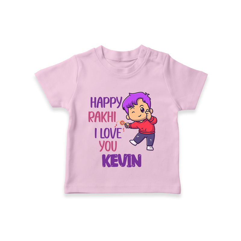 Soft Cotton T-Shirt | Happy Rakhi Design for Newborns - BABY PINK - 0-5 Months Old (Chest 17")