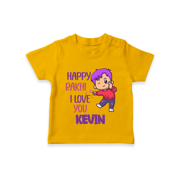 Soft Cotton T-Shirt | Happy Rakhi Design for Newborns - CHROME YELLOW - 0-5 Months Old (Chest 17")
