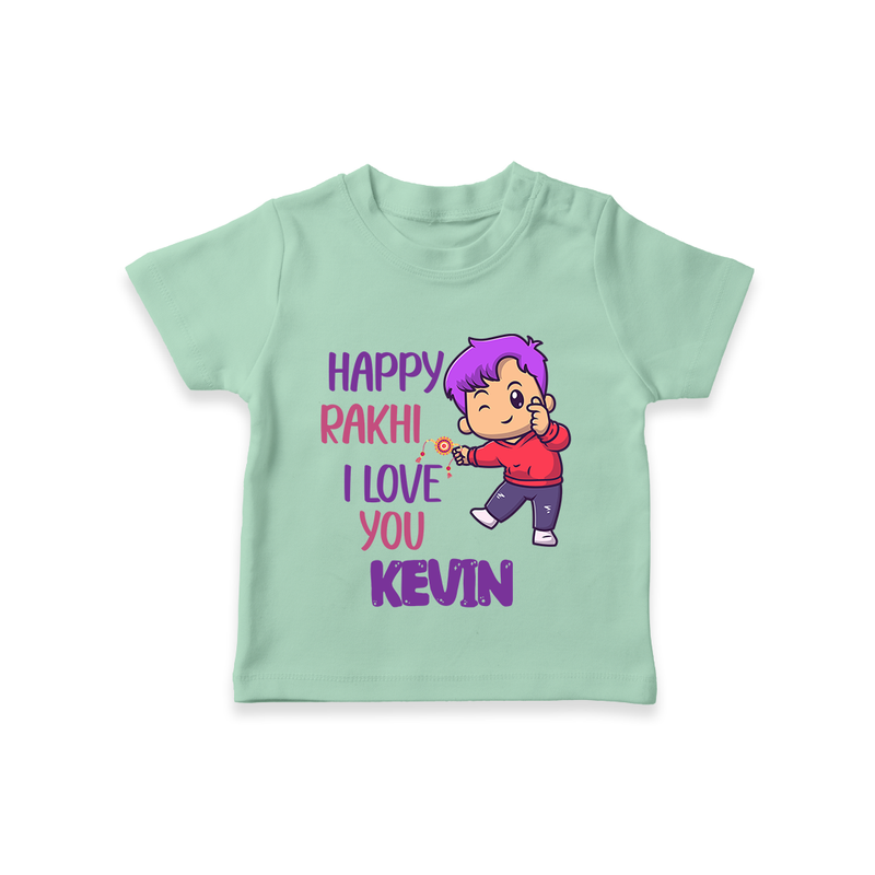 Soft Cotton T-Shirt | Happy Rakhi Design for Newborns - MINT GREEN - 0-5 Months Old (Chest 17")