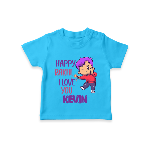 Soft Cotton T-Shirt | Happy Rakhi Design for Newborns - SKY BLUE - 0-5 Months Old (Chest 17")