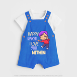 Soft Cotton Dungaree Set | Happy Rakhi Design for Newborns - COBALT BLUE - 0 - 5 Months Old (Chest 18")