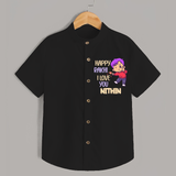 Soft Cotton Shirt | Happy Rakhi Design for Newborns - BLACK - 0 - 6 Months Old (Chest 23")