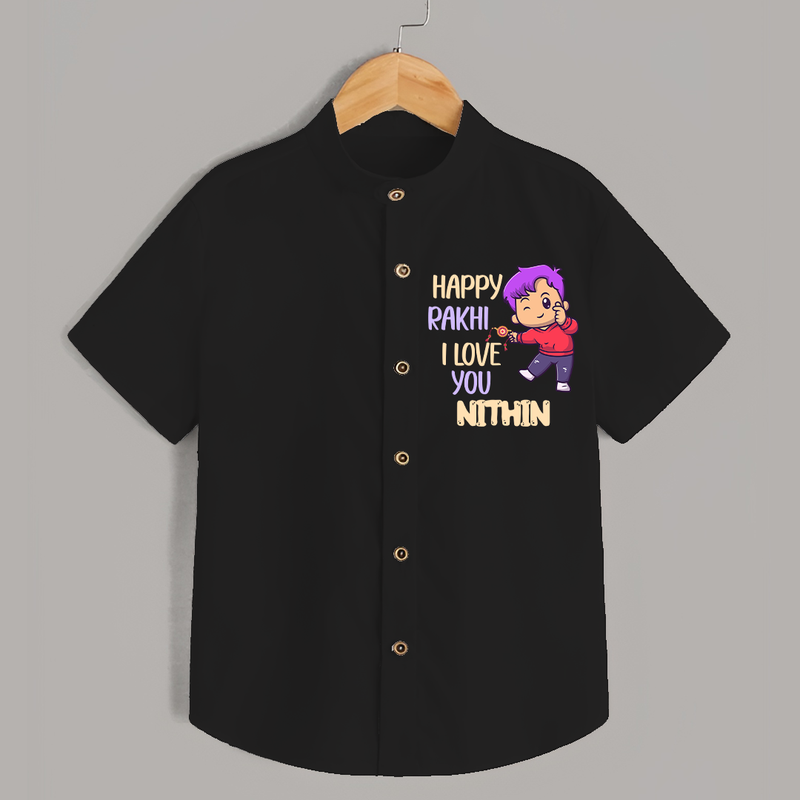 Soft Cotton Shirt | Happy Rakhi Design for Newborns - BLACK - 0 - 6 Months Old (Chest 23")