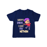 Soft Cotton T-Shirt | Happy Rakhi Design for Newborns - NAVY BLUE - 0-5 Months Old (Chest 17")