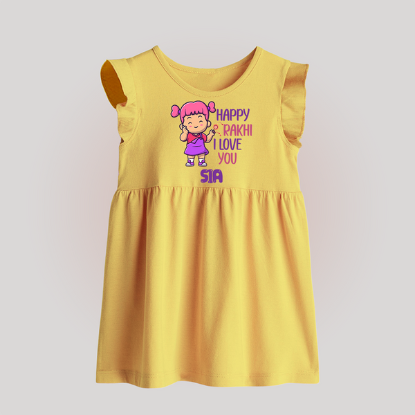 Baby's First Festival Baby Frock | Happy Rakhi Cotton Set - PASTEL YELLOW - 0 - 3 Months Old (Chest 17")