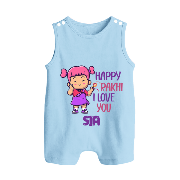 Baby's First Festival Rompersuit / Sleeveless Romper | Happy Rakhi Cotton Set - BABY BLUE - 0 - 5 Months Old (Chest 18")