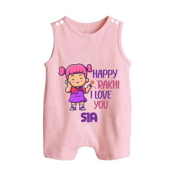 Baby's First Festival Rompersuit / Sleeveless Romper | Happy Rakhi Cotton Set - BABY PINK - 0 - 5 Months Old (Chest 18")