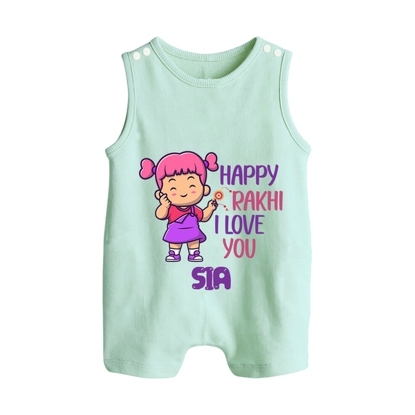 Baby's First Festival Rompersuit / Sleeveless Romper | Happy Rakhi Cotton Set - MINT GREEN - 0 - 5 Months Old (Chest 18")
