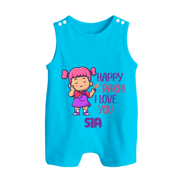 Baby's First Festival Rompersuit / Sleeveless Romper | Happy Rakhi Cotton Set - SKY BLUE - 0 - 5 Months Old (Chest 18")